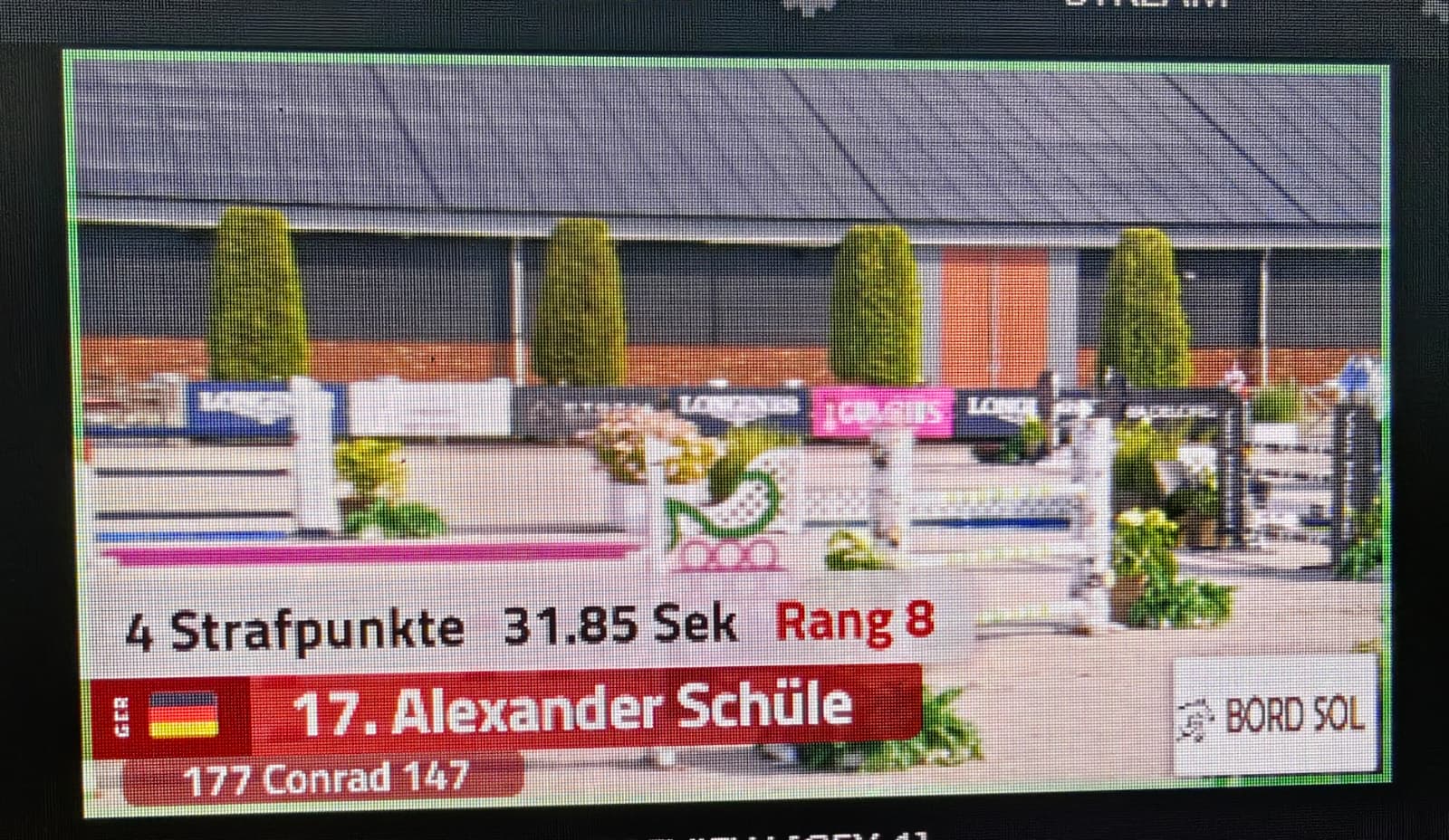 Einzelergebnis mit Strafpunkten, Zeit und Rang